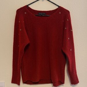 Adrienne Vittadini Scarlet Eyelet Crew Neck Sweater